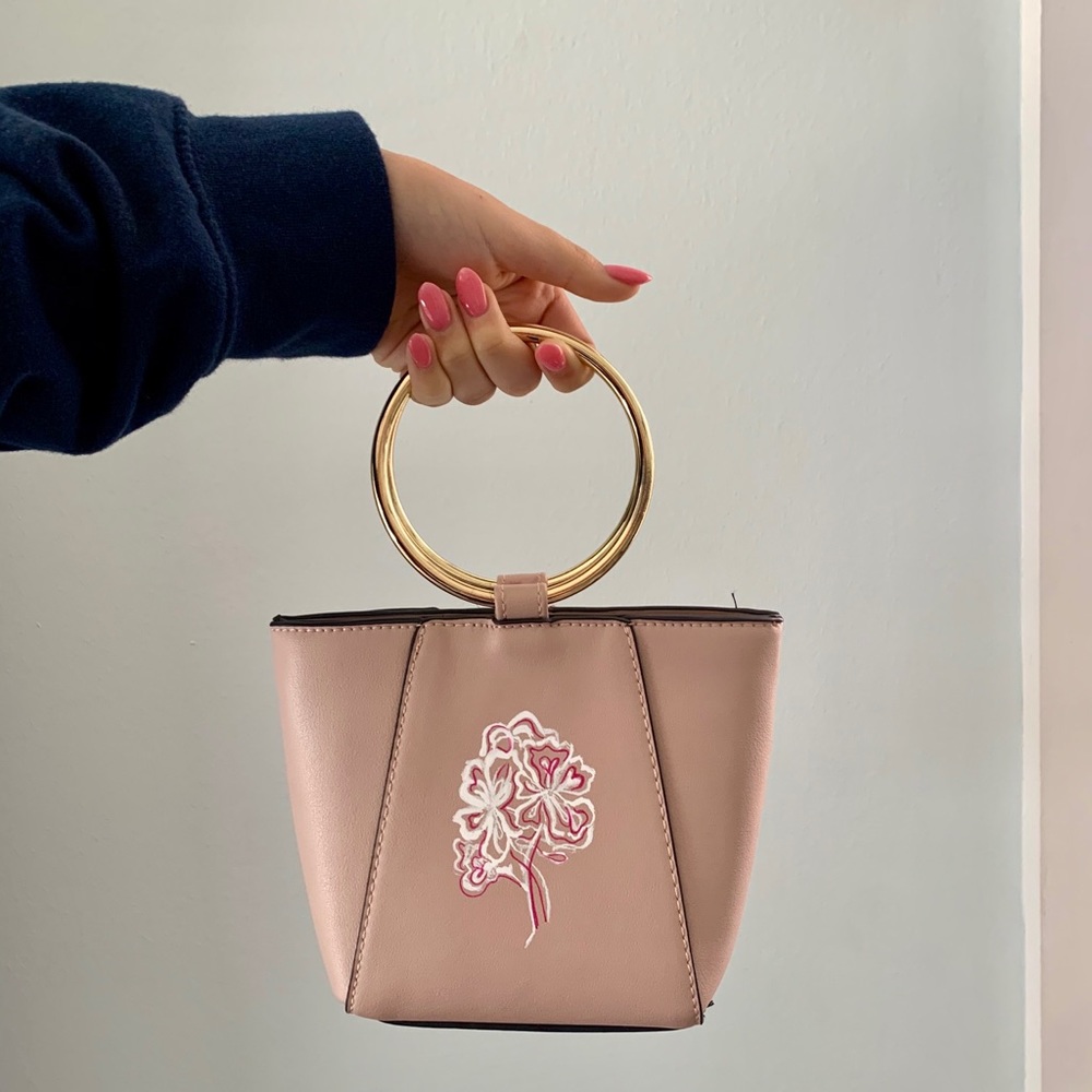 Pink and Gold Abstract Flower Purse